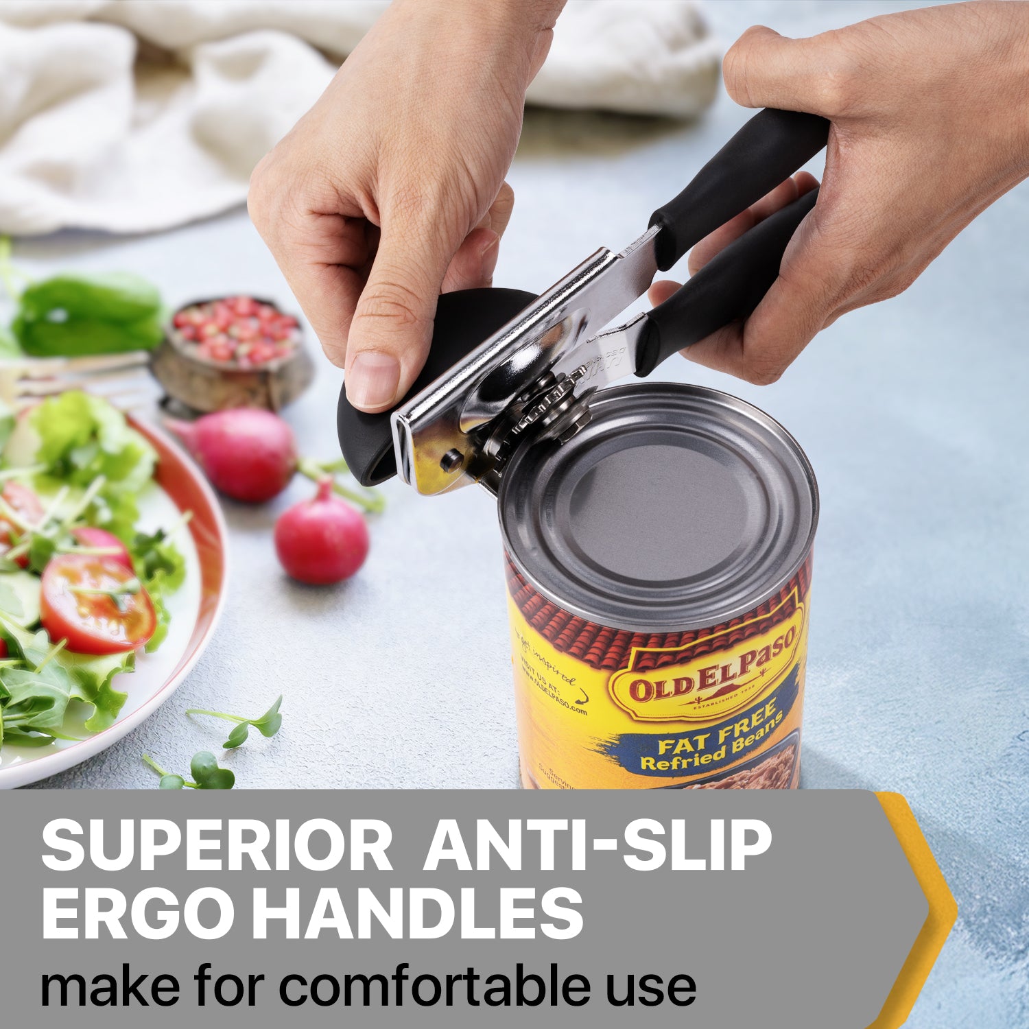 UHIYEE Solid Manual Heavy Duty Can Opener With Magnetic Lid Lifter