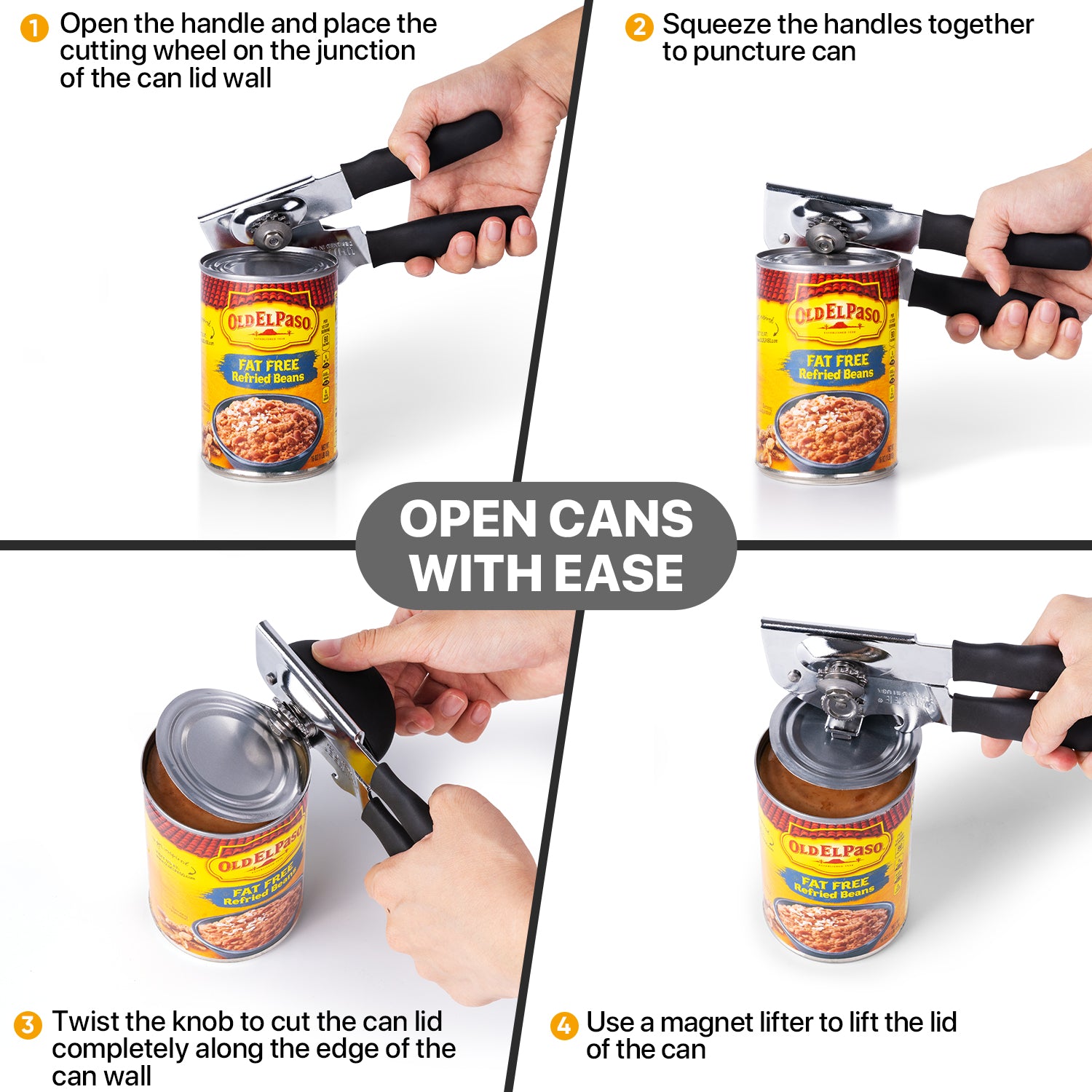 UHIYEE Solid Manual Heavy Duty Can Opener With Magnetic Lid Lifter